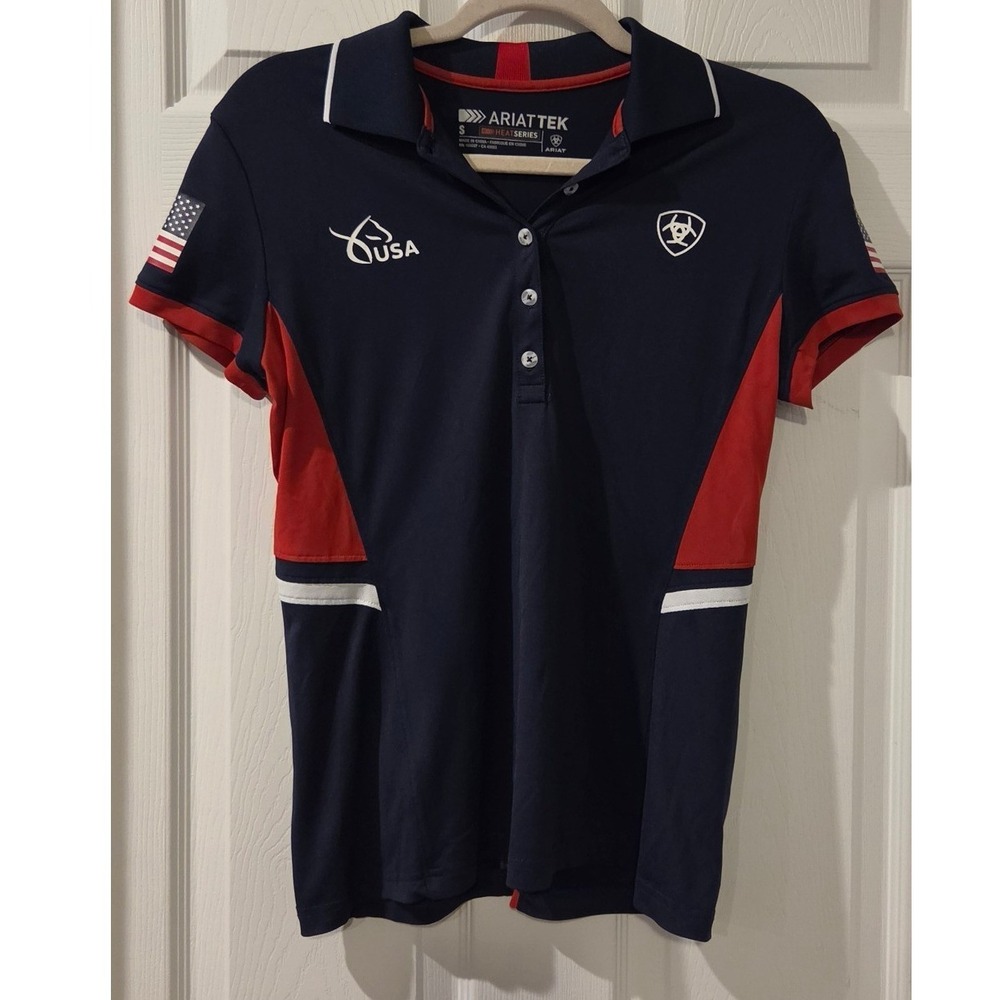 Ariat AriatTEK USA Equestrian Polo Womens S Navy Red Team Horse Riding